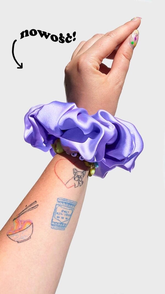 Scrunchie Satyna XXL - Lawendowa Pastelowy Fiolet