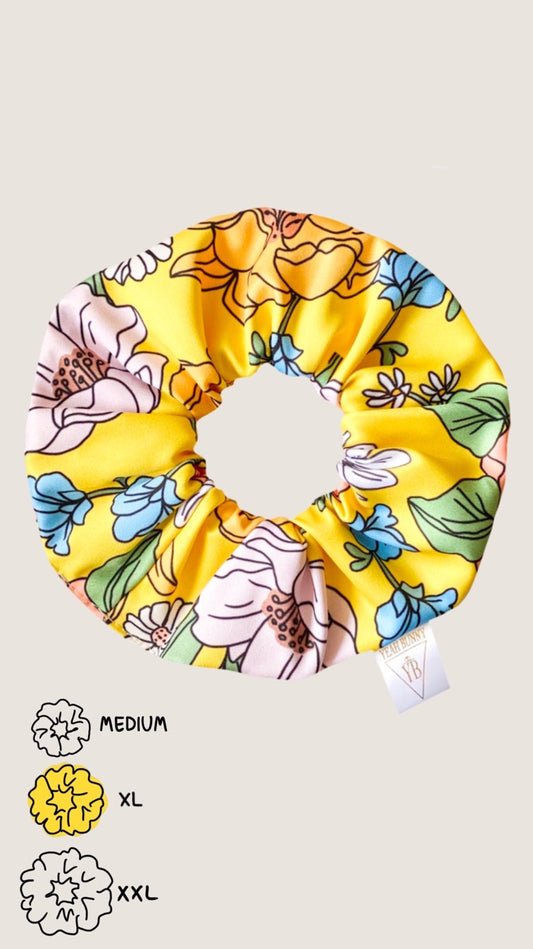 Scrunchie XL - Retro Yellow Flowers