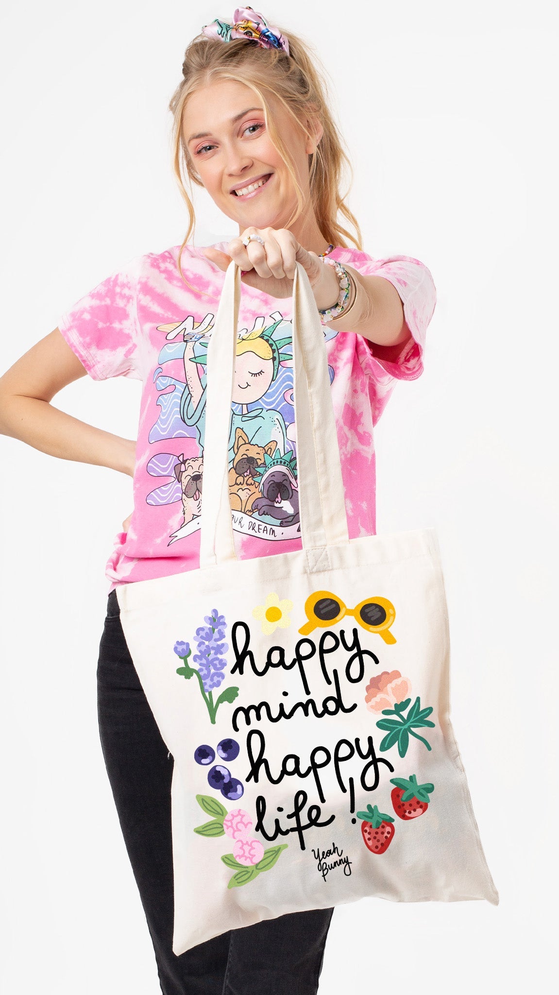 Eco Bag - 🌸🍓 Happy Mind Happy Life